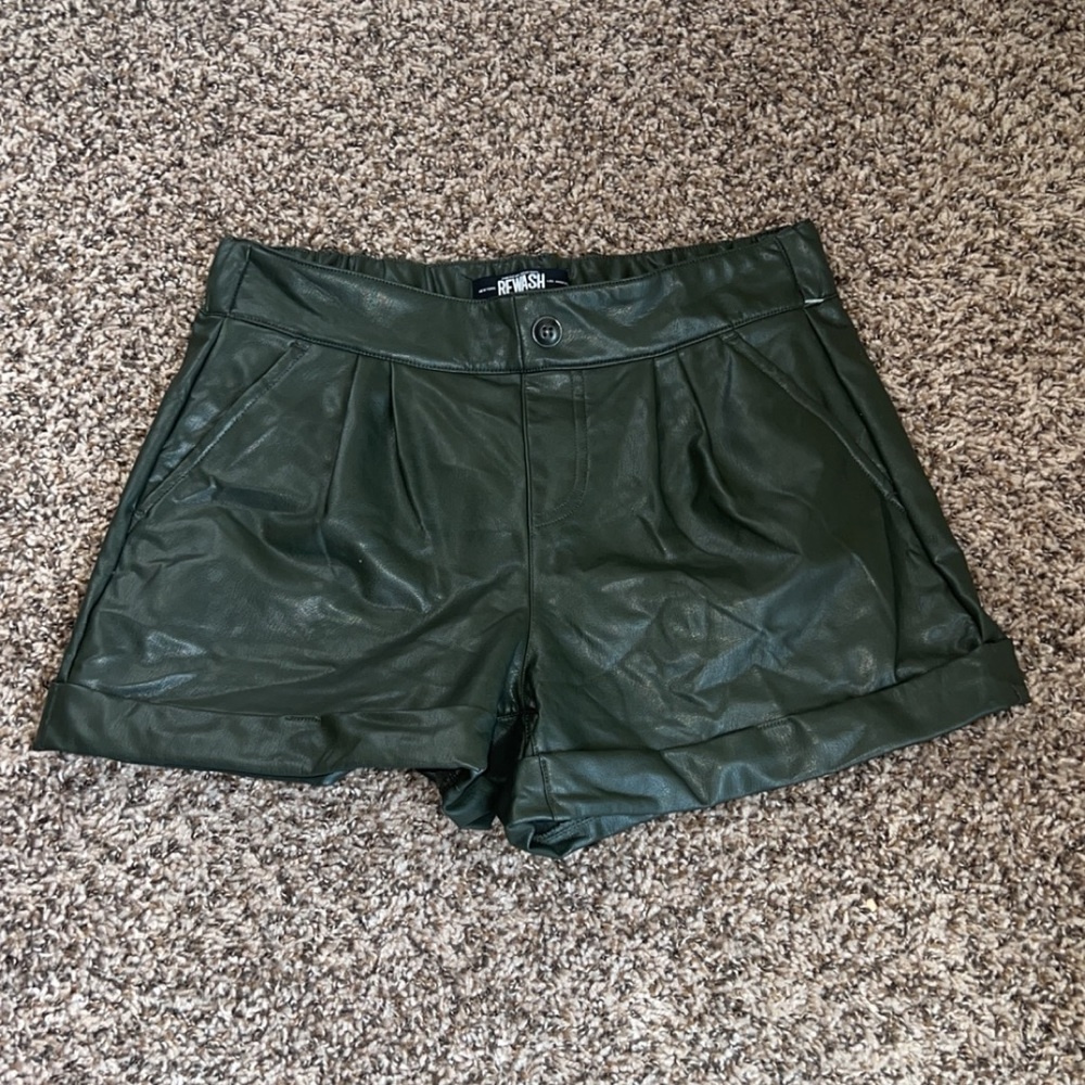 Dark green pleather shorts